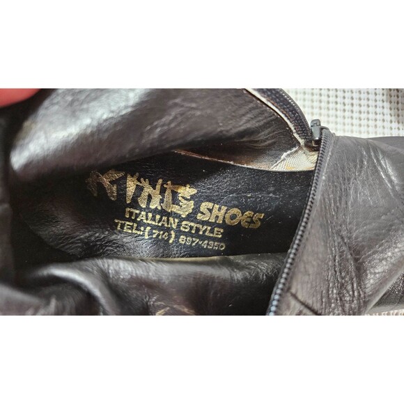 King Shoes Black Ankle Block Heel Leather Women's Shoes Size 9.5M Italian Style - Picture 12 of 12